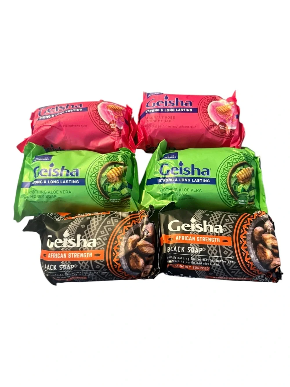 Geisha Soap Variety Pack - Pink, Green, Black Bars